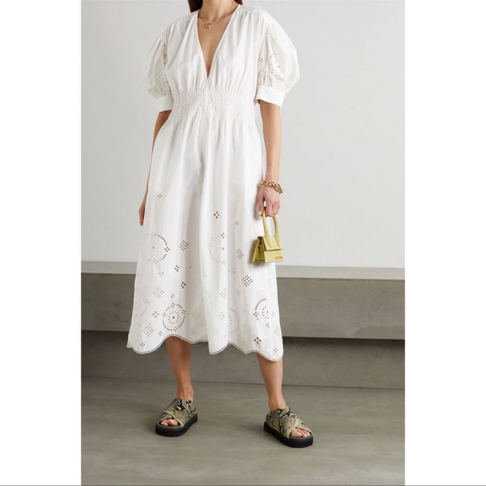 GANNI
Broderie anglaise organic cotton midi dress M